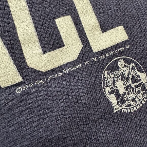 2012 Popeye I Didn’t Slap You I High Fived Your Face Graphic T-Shirt L Navy - Picture 4 of 8